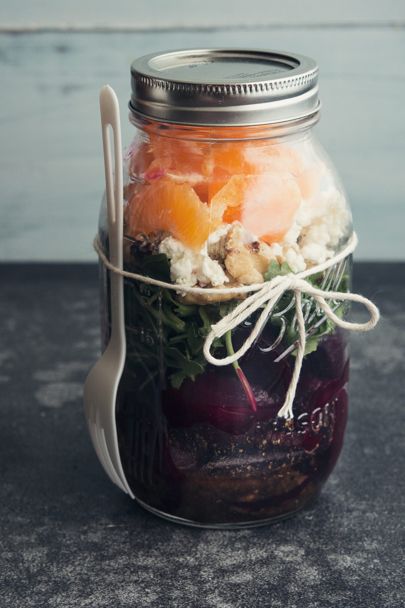 beet goat cheese salad mason jar pin