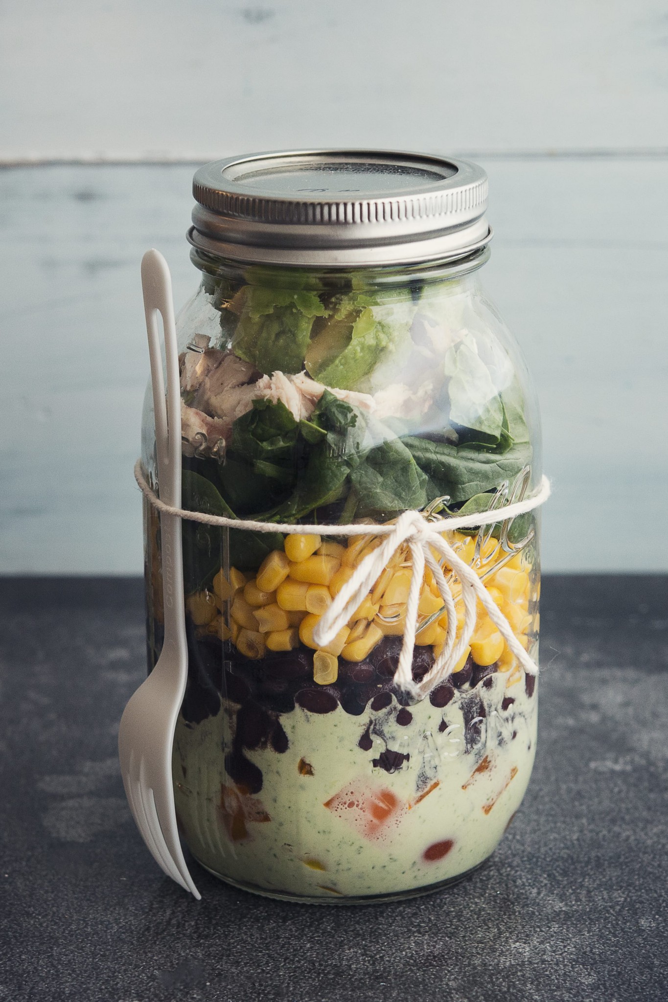 tex mex chicken salad mason jar pin